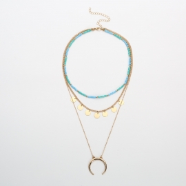 European and american cross-border jewelry irregular geometric pendant necklace female simple drop-shaped zircon retro thick chain necklace