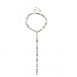 European and american cross-border personality exaggerated new item jewelry long tassel pendant with rhinestone claw chain y-shaped short necklace