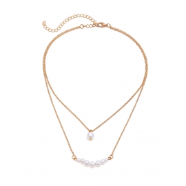 European and american cross-border fashion jewelry simple and versatile sexy business accessories pearl pendant tassel multilayer necklace