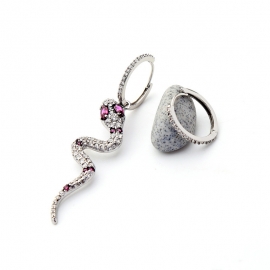 Ornamental jewelry creative earrings female asymmetrical cute diamond-studded snake japanese and korean style trend earrings