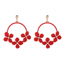 Copper ball inlaid flower pendant earrings women european and american style exaggerated fashion holiday earrings