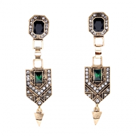 Qingdao european and american fashion earrings wholesale retro water diamond emerald diamond female earrings