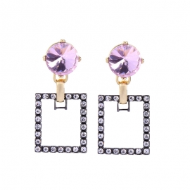 Fashionable simple geometric diamond earrings european and american style lovely temperament commuter earrings