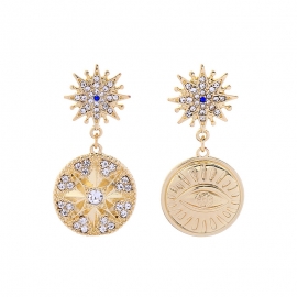 Creative star diamond devils eye relief asymmetrical earrings female european and american fashion trendy earrings