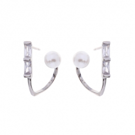 Small design sense geometric earrings s925 silver needle diamond earrings korean version of wild pearl earrings women