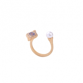 Devils eye ring female japanese and korean pearl blue eye ring simple wild european and american wish cross-border jewelry