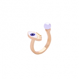 Ring fashion personality drip glaze opening adjustable pearl index finger ring eye ring niche design sense jewelry trend