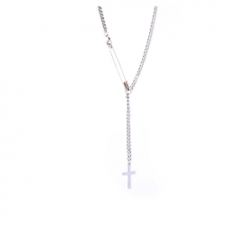 Creative niche punk pin cross pendant necklace female european and american style fashion clavicle chain necklace