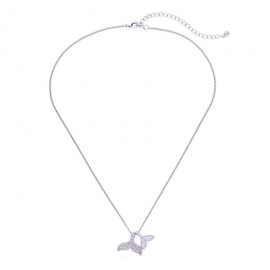 Simple and fashionable new alloy diamond necklace korean style temperament wild double fish tail pendant clavicle chain