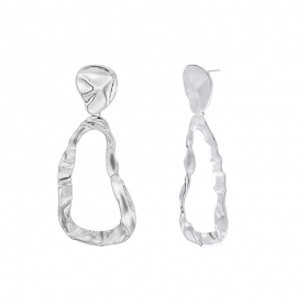 Cross-border hot style simple geometric special-shaped embossed silver needle gold earrings earrings jewelry support overseas generation