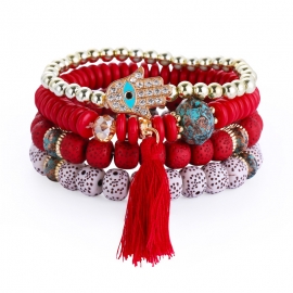 European and american bracelet bohemian tassel multilayer bracelet ethnic beaded pendant bracelet