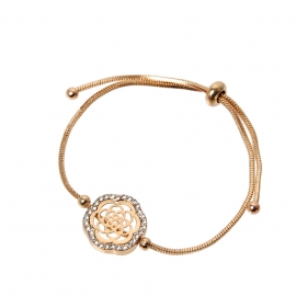 New korean version of the popular camellia with diamonds, exquisite snake chain, adjustable bracelet, simple to send little girls jewelry