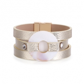 Cross-border hot sale european and american ladies bracelets bohemian multi-layer bronzing leather diamond plate round buckle bracelet wholesale