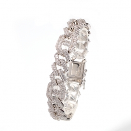 European and american new style 3 to 1 hip hop bracelet hiphop micro-inlaid zircon strip cuban chain bracelet cross-border supply