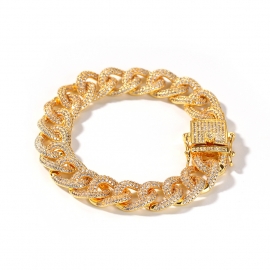 European and american new zircon cuban bracelet, simple men and women high-end hip-hop jewelry