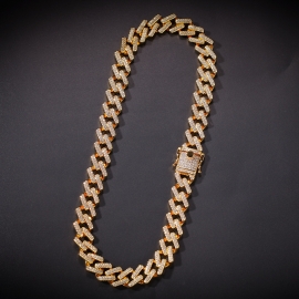 Jewelry bar miami cuban chain full of zircon mens hip hop necklace cross-border hot sale european and american jewelry