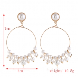 Cross-border exclusively for fashion european and american classic exaggerated alloy geometric earrings korean all-match temperament set pearl earrings