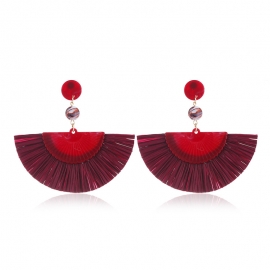 Bohemian retro ethnic style exaggerated trend earrings fan-shaped fringed surafi grass fashion all-match earrings women