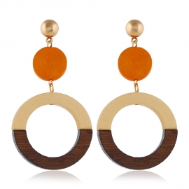 Cross-border jewelry new geometric wood earrings amazon hot sale european and american style fashion stitching color wood earrings women