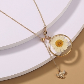 Japanese and korean ins net red fashion all-match necklace chrysanthemum fresh little bee pendant single layer necklace factory direct sales