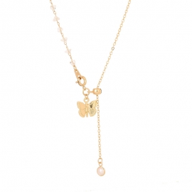 European and american foreign trade trend white crystal handmade clavicle chain creative spring clasp imitation pearl butterfly lady necklace