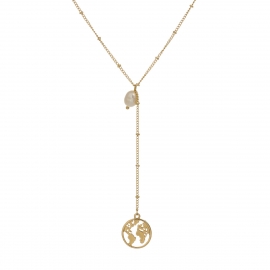 European and american multi-layered ladies freshwater pearl necklace, world map pendant necklace, simple and versatile clavicle chain