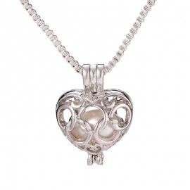 Wish aliexpress hot selling new oyster pearl necklace hollow peach heart diy pendant