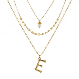 European and american new english letter e pendant jewelry natural freshwater pearl double necklace female accessories