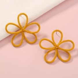 New product autumn and winter plush simple small fresh turmeric flower earrings cute all-match student earrings female