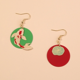 Chinese style palace ear hooks beautiful painted super fairy jade rabbit auspicious clouds carp ab personality creative earrings earrings