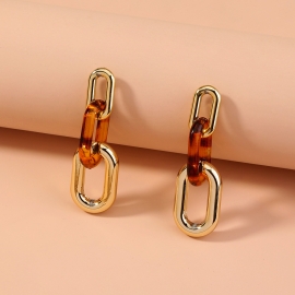 S925 silver needle korean exaggerated long leopard print resin earrings earrings european and american creative chain jewelry earrings