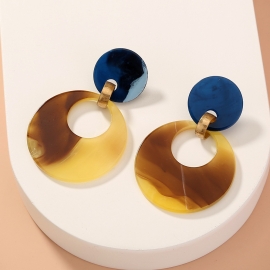 European and american fashion trend jewelry, personalized retro amber round and thin acrylic stud earrings direct sales