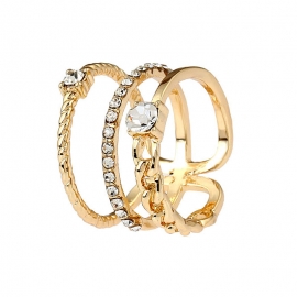 Simple and versatile temperament 3-layer diamond ring korean female ring korean fashion exaggerated ladies ring index finger