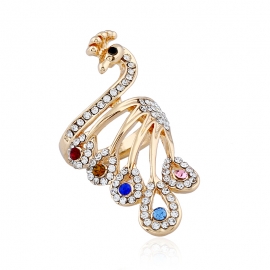 Fashion temperament diamond peacock ring ladies personality alloy jewelry