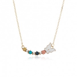 Colorful rhinestone necklace creative lady butterfly clavicle chain