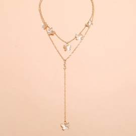 Simple trend beautiful temperament versatile multilayer butterfly necklace korean fashion personality ins2020 new necklace