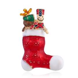 European and american fashion clothing creative gift pin gold christmas socks brooch
