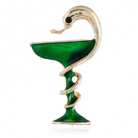 European and american popular new animal brooch painting oil snake wine glass corsage