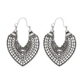 European and american hollow bohemian ethnic style carved earrings retro ins peach heart love geometric semicircular earrings