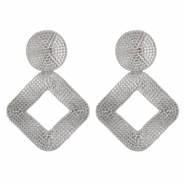 European and american exaggerated heavy industry metal earrings simple geometric square embossed earrings retro fashion personality earrings