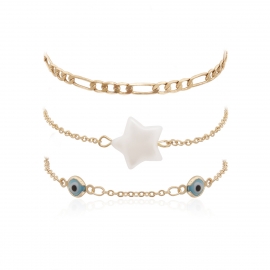 European and american cross-border jewelry simple chain cold geometric jewelry female personality pearl star eye set bracelet