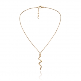 European and american cross-border jewelry simple retro single-layer niche item ornaments female personality snake-shaped pendant curved geometric necklace