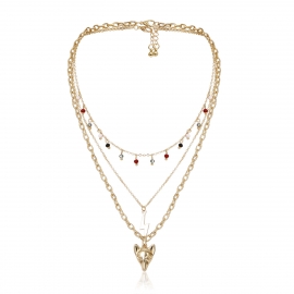 European and american cross-border jewelry temperament tassel round bead multi-layer necklace female personality fox three-dimensional lightning pendant necklace