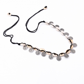 European and american cross-border shanghai style trendy retro exaggerated shell coin tassel necklace bracelet bracelet set