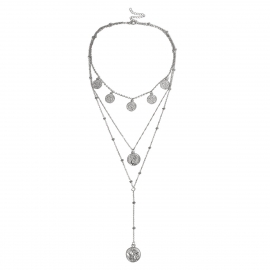 European and american cross-border jewelry, personality, long style, coin item, retro multi-layer y-shaped portrait tassel necklace