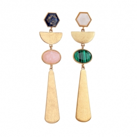 Alloy electroplating long geometric diamond pendant earrings women european and american style fashion earrings