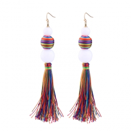 European and american jewelry wholesale colorful tassel ball earrings female personality long exaggerated earrings