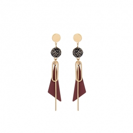 Geometric triangle diamond 925 silver needle stud earrings retro tassel earrings long super fairy face thin earrings