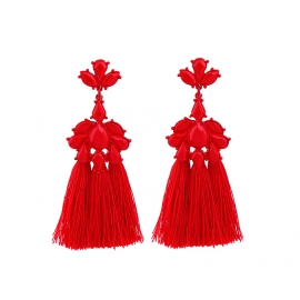 European and american fashion cross-border jewelry manufacturers wholesale personalized red flowers bridal dress tassel earrings earrings