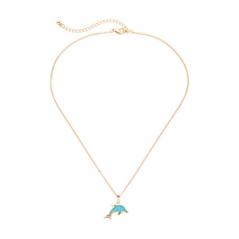 Korean version of simple clavicle chain fashion wild dolphin pendant new temperament ocean wind net red necklace